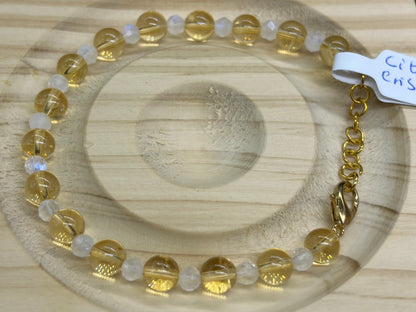 Bracelet Citrine naturelle et Cristal de roche