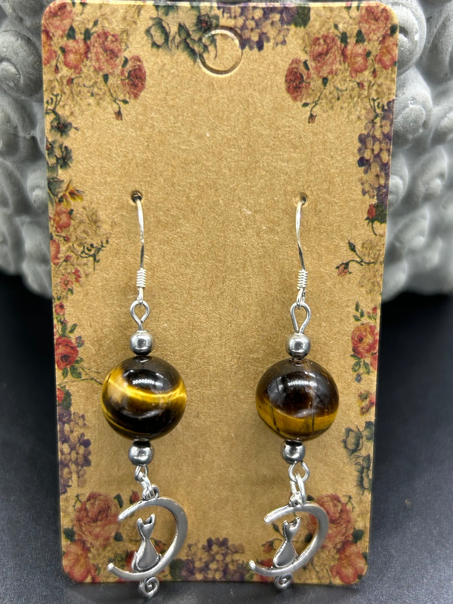 Boucles d’oreilles chatounes Œil de tigre