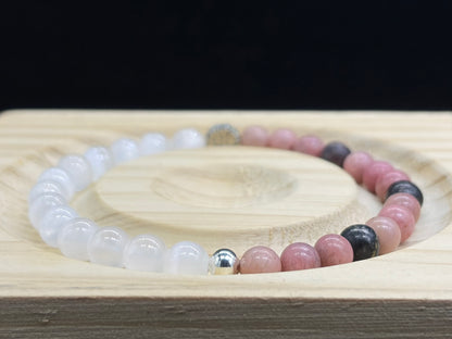 Bracelet Rhodonite et Sélénite
