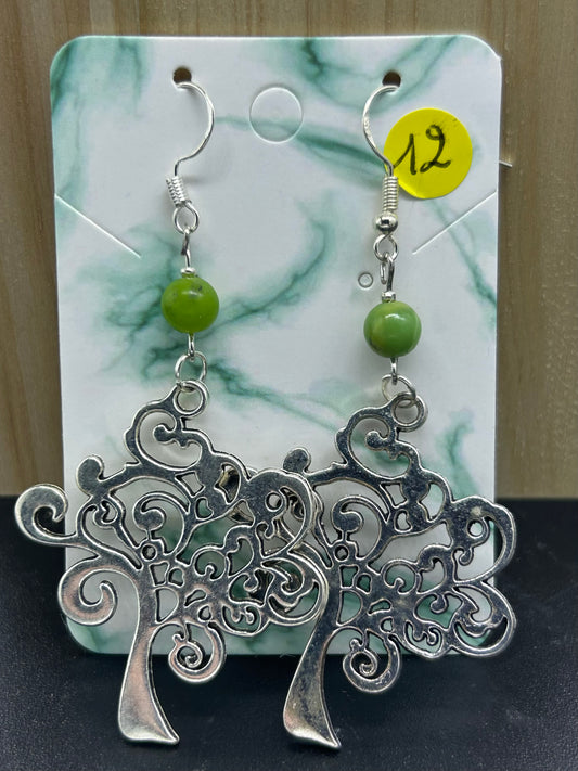 Boucles d'oreilles arbre de vie Chrysoprase