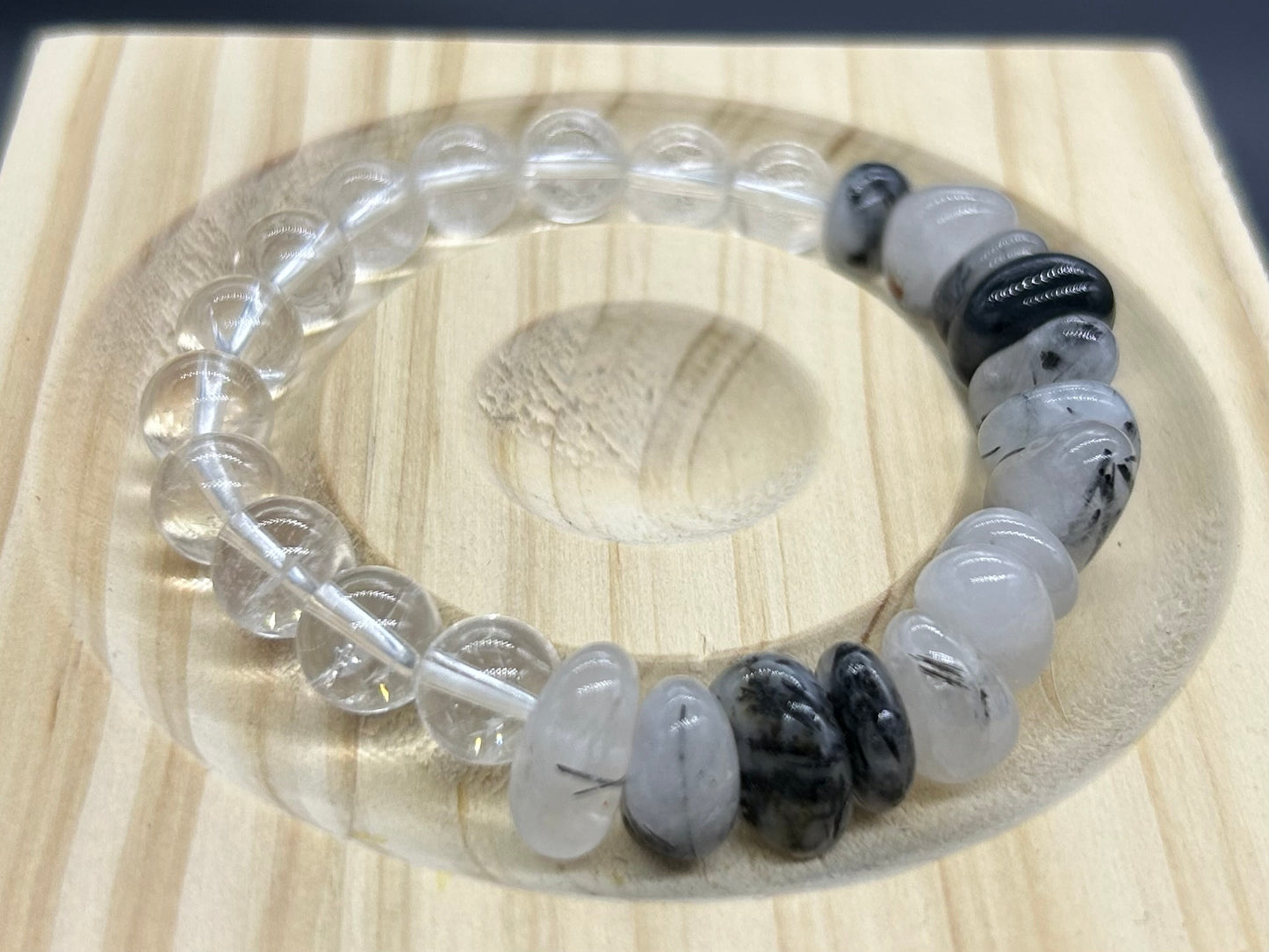 Bracelet Quartz Tourmaline/Cristal de roche