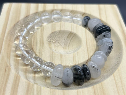 Bracelet Quartz Tourmaline/Cristal de roche