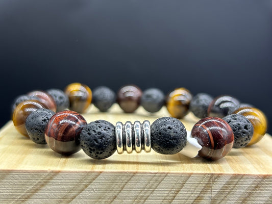 Bracelet œil de tigre/Oeil de taureau/Pierre de lave