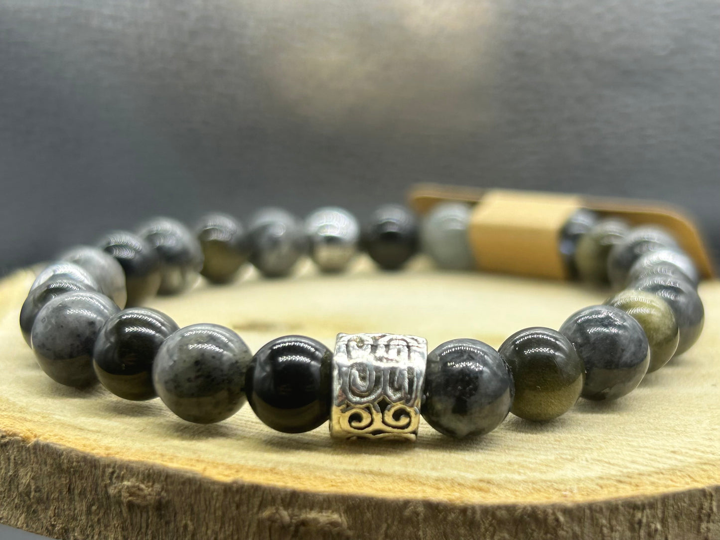Bracelet Larvikite/Hématite/Obsidienne dorée