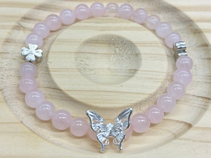 Bracelet Papillon Quartz Rose