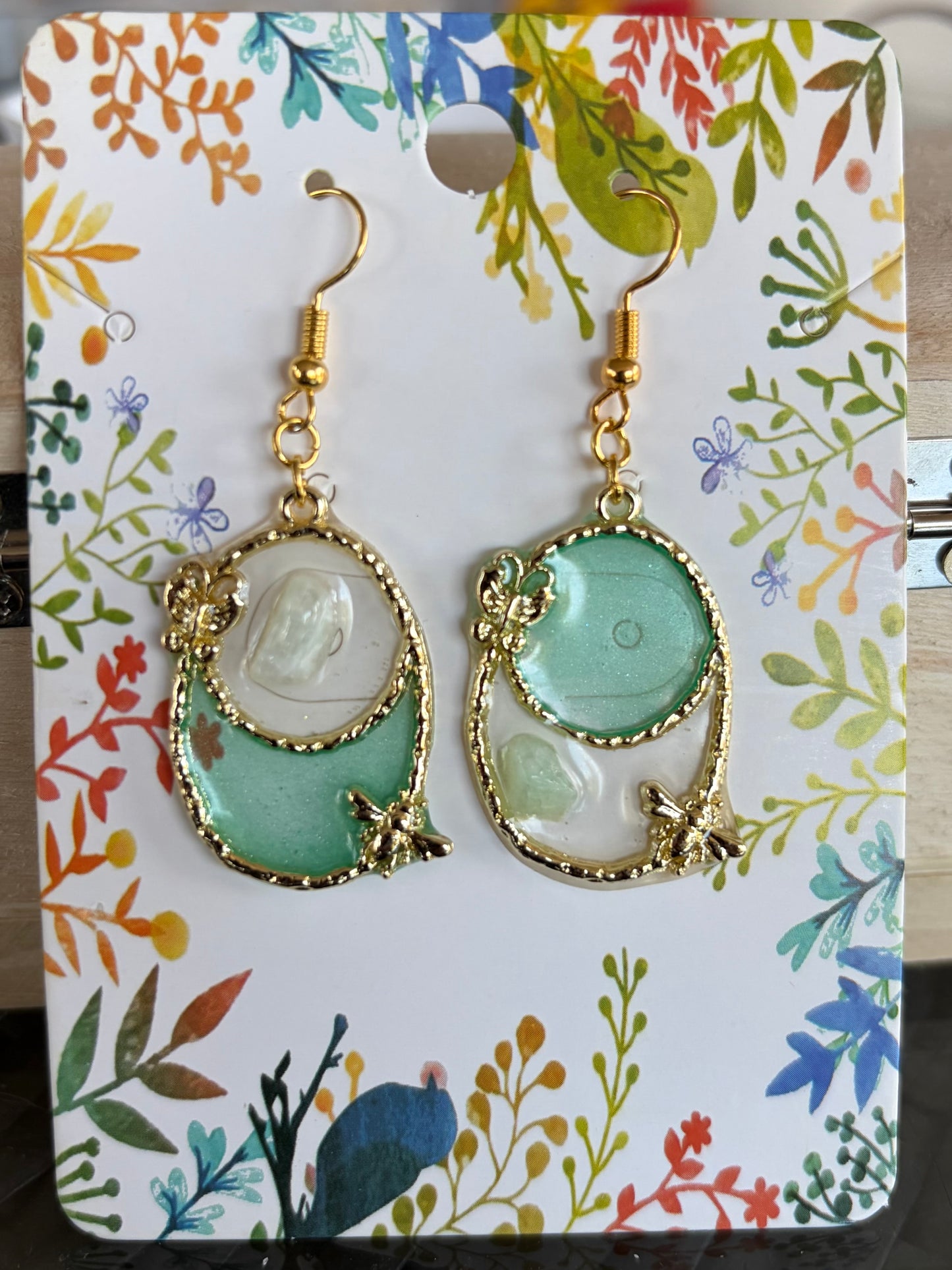 Boucles d’oreilles Epoxy libellule Amazonite