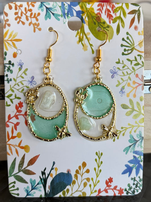 Boucles d’oreilles Epoxy libellule Amazonite