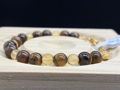 Bracelet Citrine naturelle et Oeil de tigre