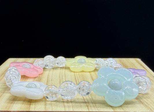 Bracelet Cristal de roche Créoles flowers fantaisy