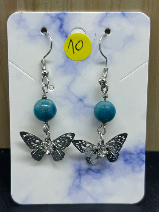 Boucles d'oreilles Papillon Apatite bleue