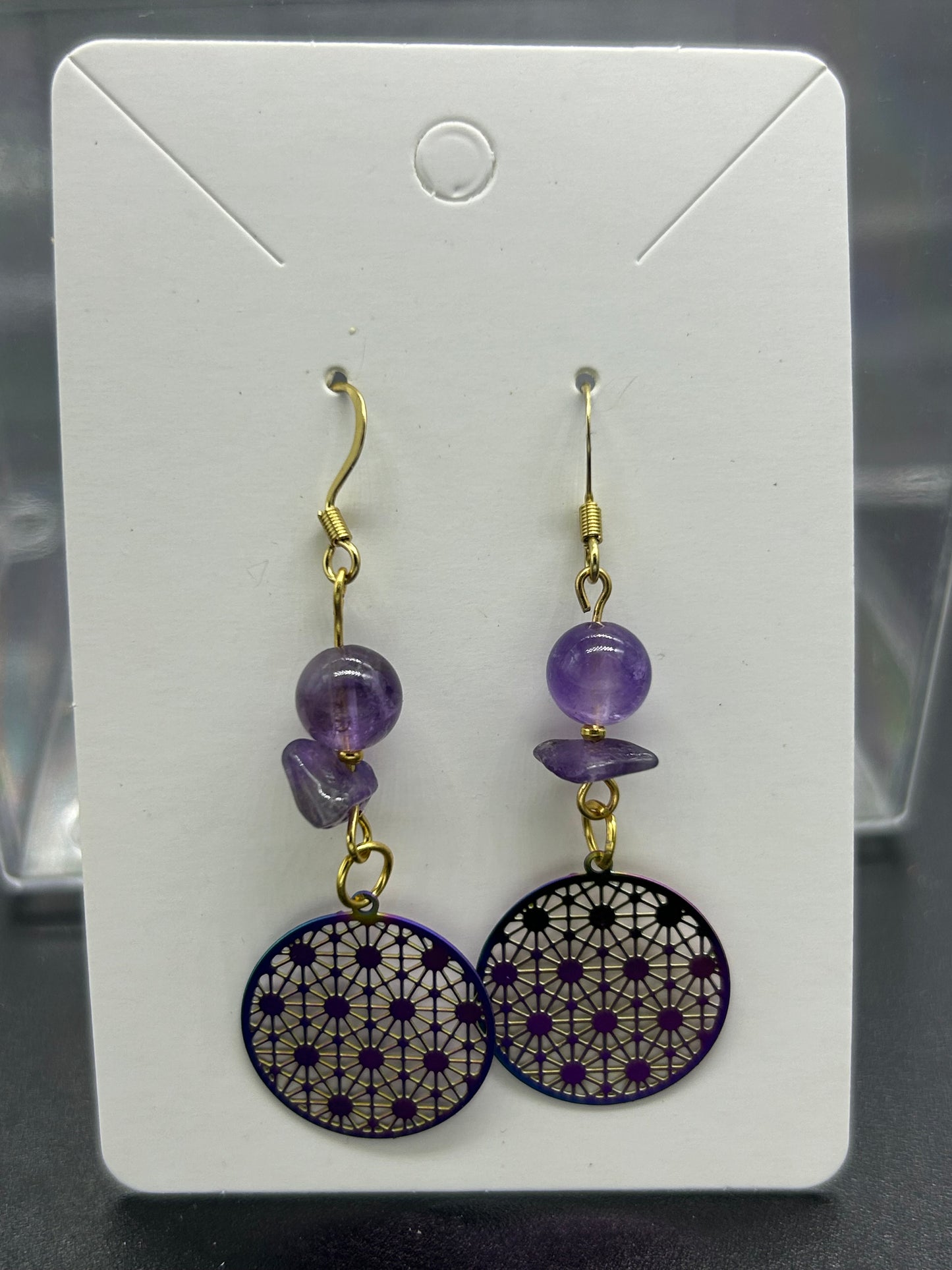 Boucles d’oreilles fleur de vie Améthyste