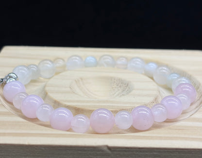 Bracelet Pierre de lune et Quartz rose