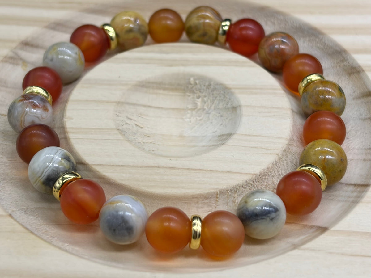 Bracelet Cornaline et Agate Crazy Lace