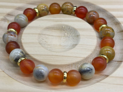 Bracelet Cornaline et Agate Crazy Lace