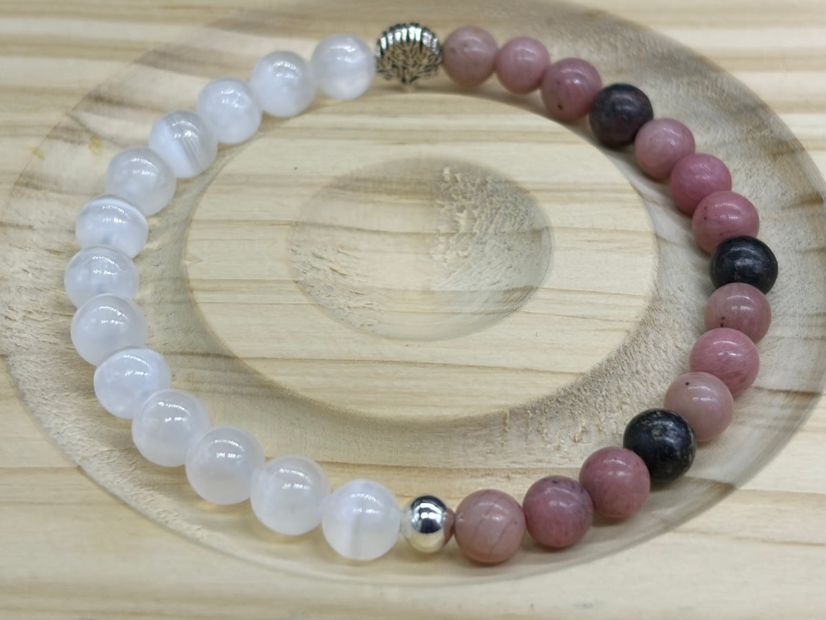 Bracelet Rhodonite et Sélénite
