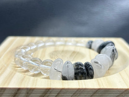 Bracelet Quartz Tourmaline/Cristal de roche