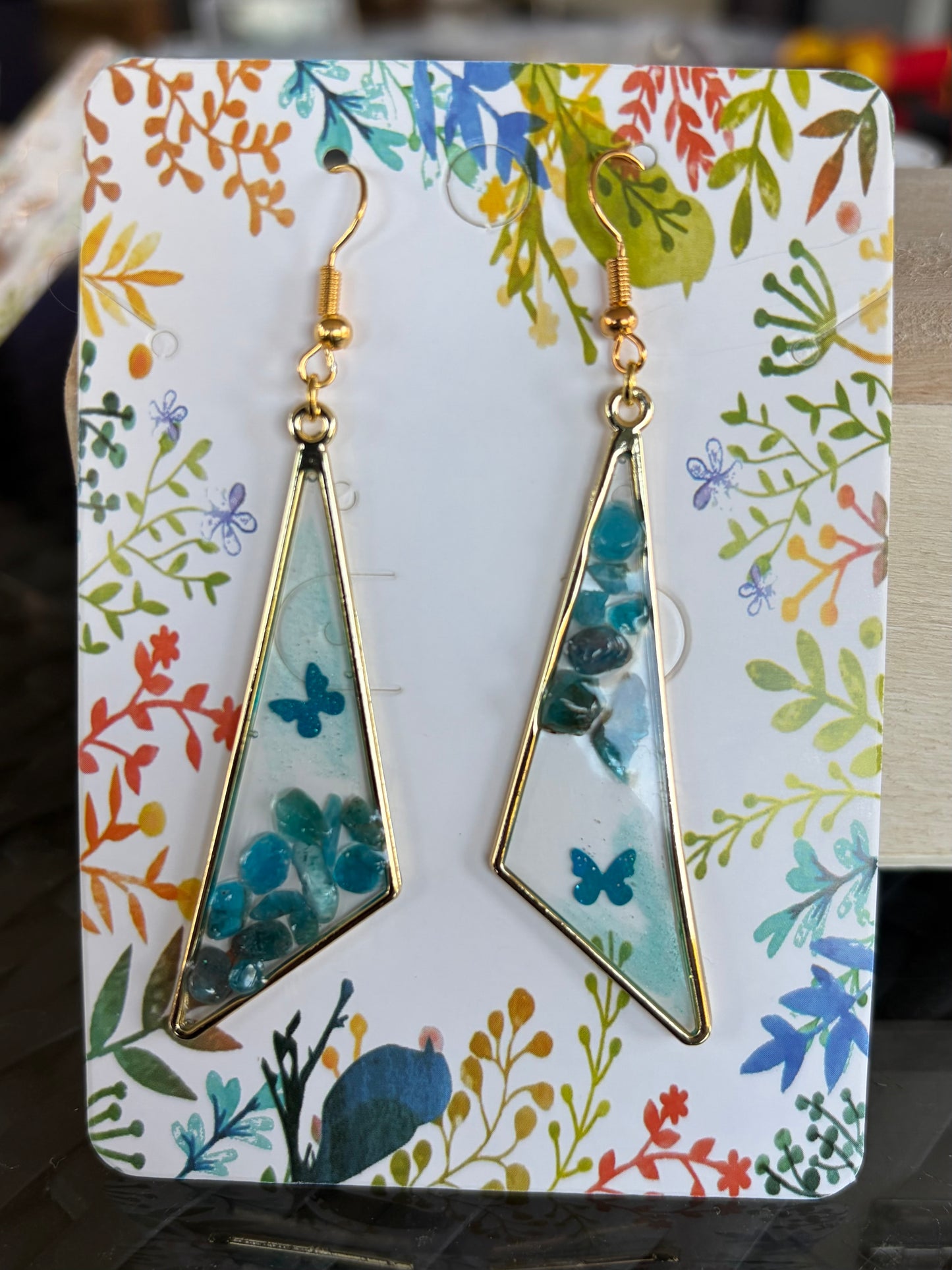 Boucles d’oreilles Epoxy Apatite bleue