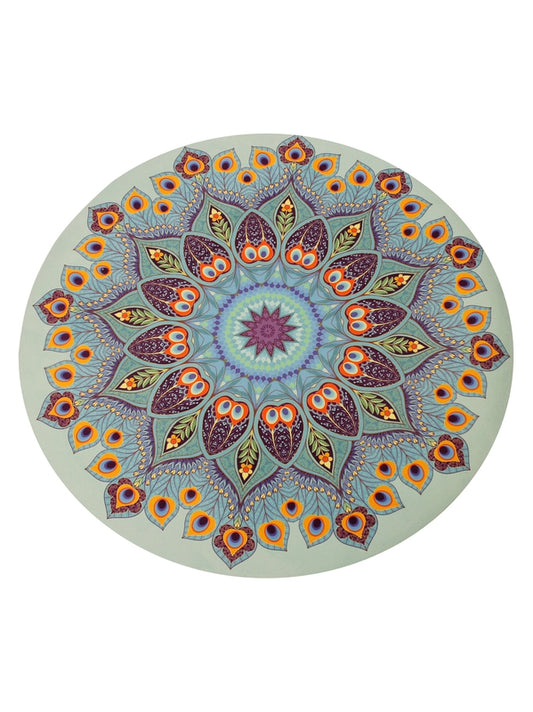 Tapis de Méditation Rond Mandala Bleu