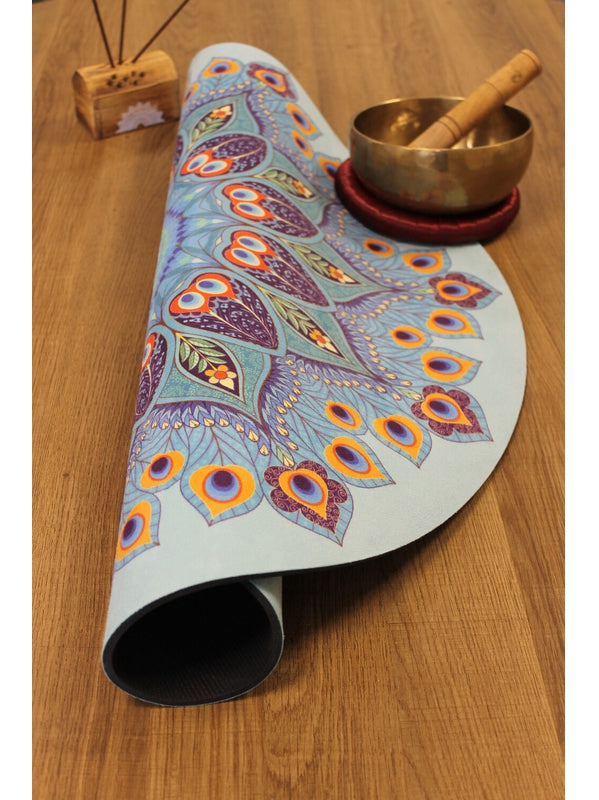 Tapis de Méditation Rond Mandala Bleu