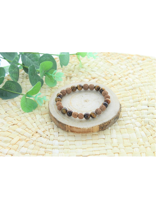 Bracelet œil de tigre et Rudraksha