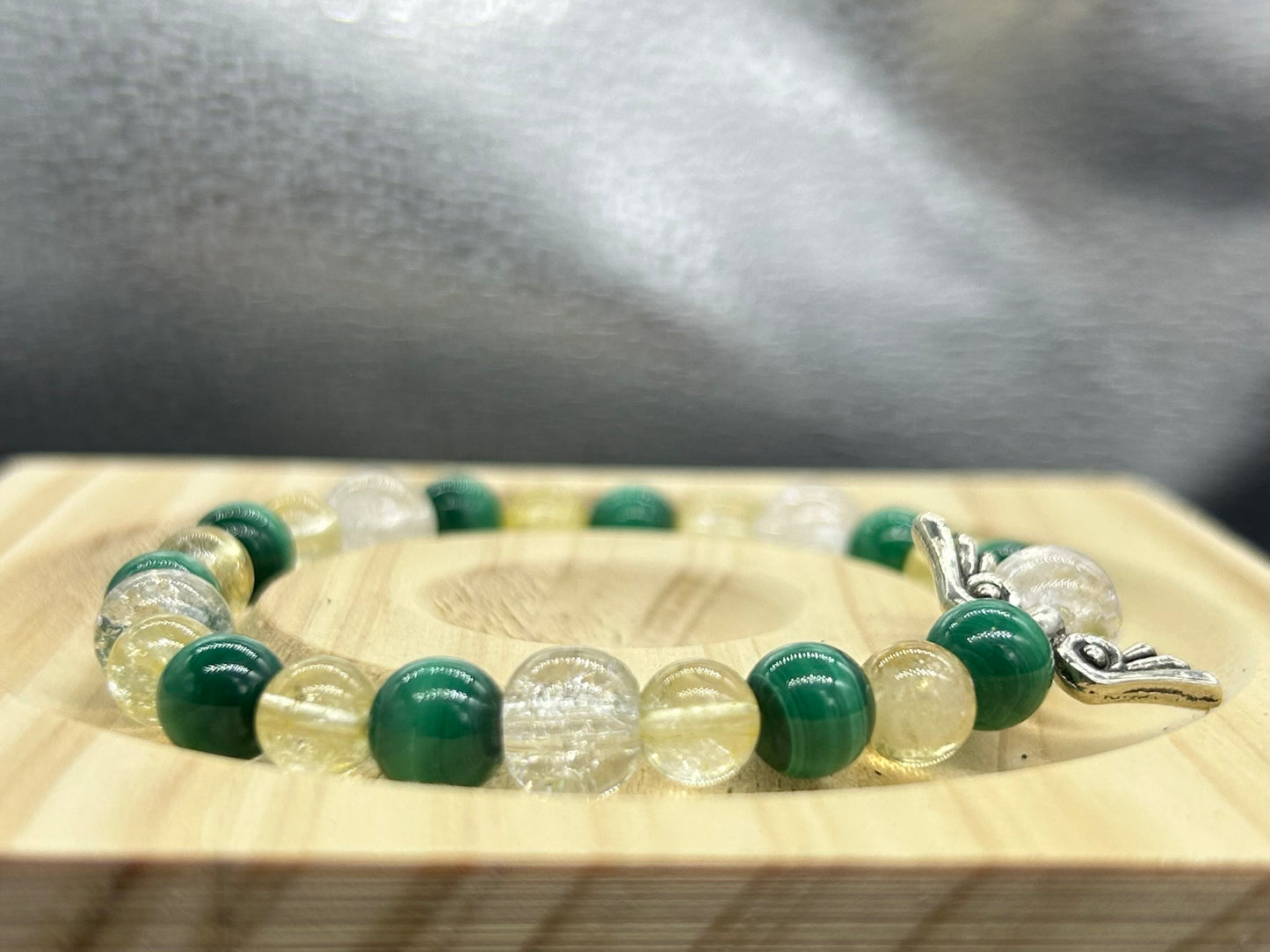 Bracelet ange Citrine/Malachite/Cristal de roche