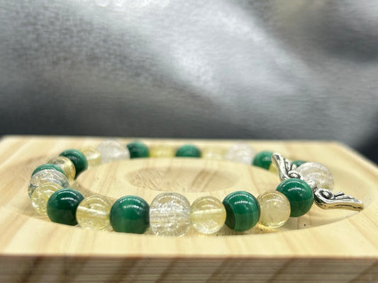 Bracelet ange Citrine/Malachite/Cristal de roche