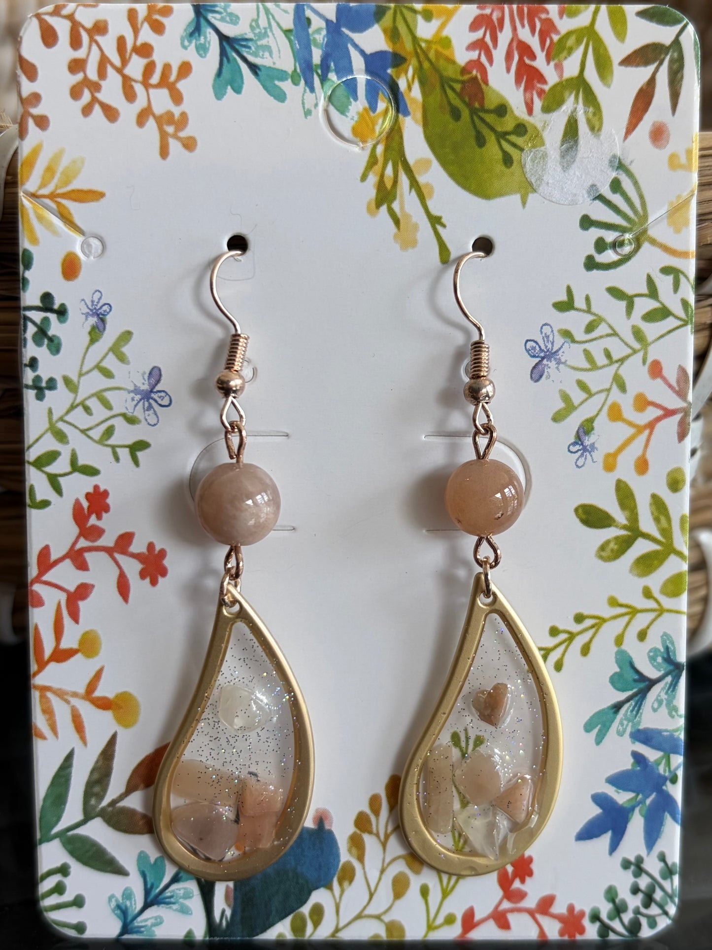 Boucles d’oreilles epoxy Pierre de lune