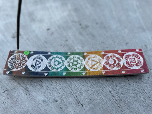 Porte encens 7 chakras en stéatite