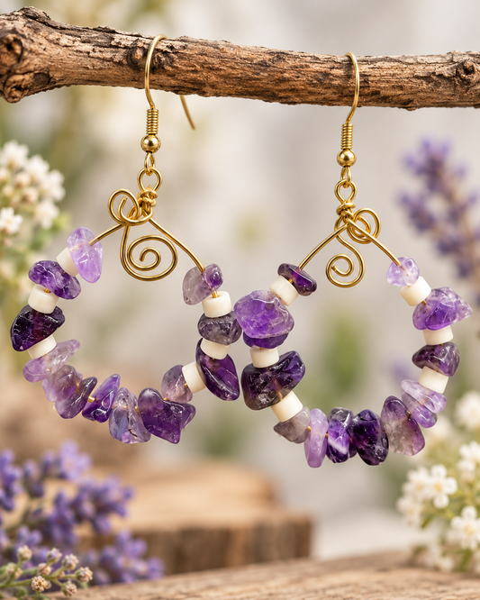 Boucles d’oreilles créole Améthyste