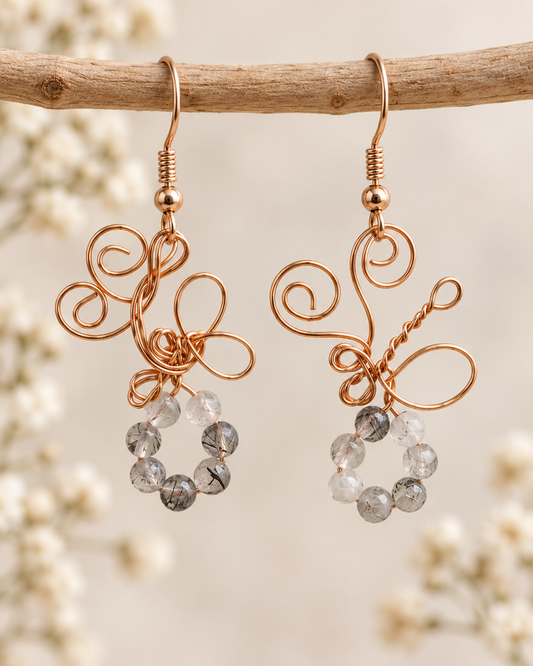 Boucles d'oreilles Quartz tourmaline