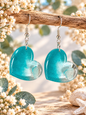 Boucles d’oreilles Epoxy cœurs Amazonite