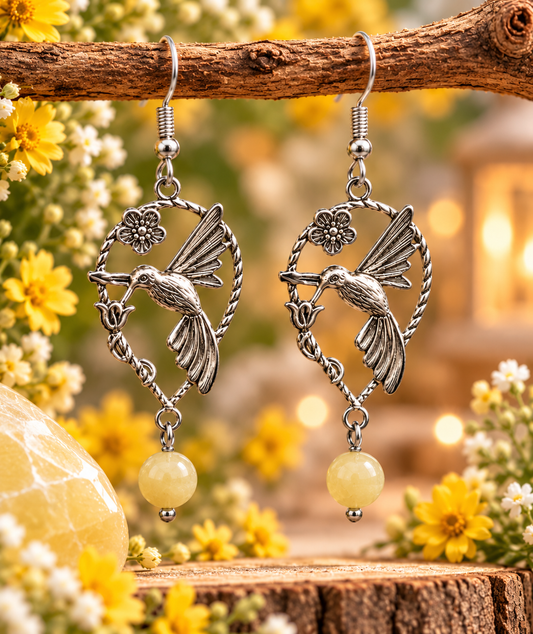 Boucles d'oreilles Colibri Calcite jaune