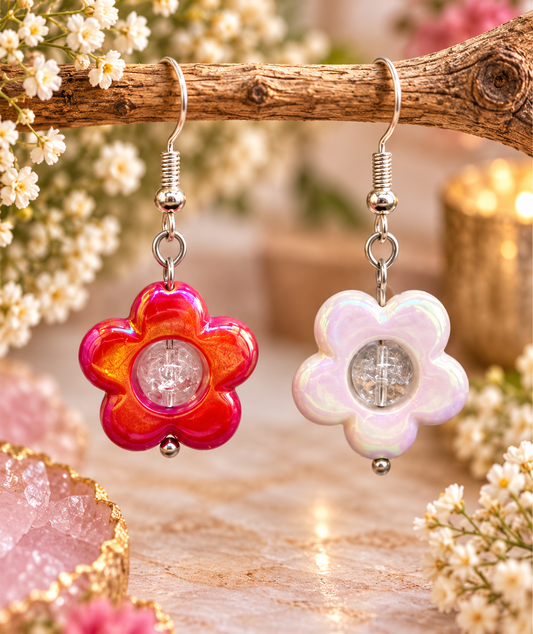 Boucles d’oreilles fleurs Cristal de roche