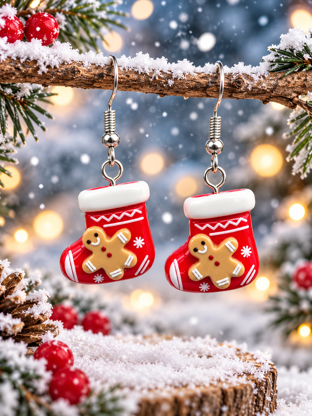Boucles d’oreilles chaussons de Noël