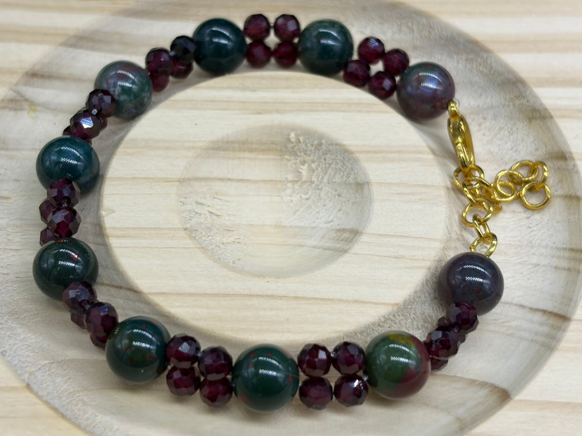 Bracelet Agate mousse et Grenat