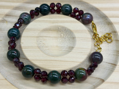 Bracelet Agate mousse et Grenat