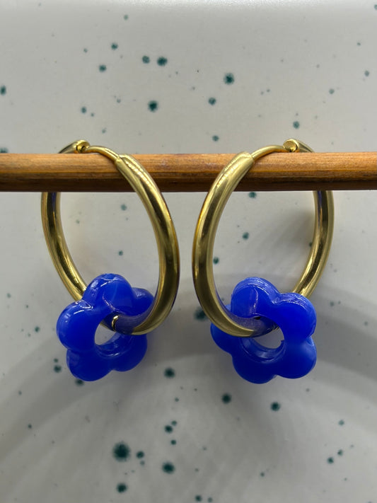 Boucles d'oreilles Créoles flowers fantaisy