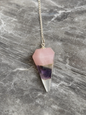 Pendule mixte Quartz Rose Fluorite Cristal de roche