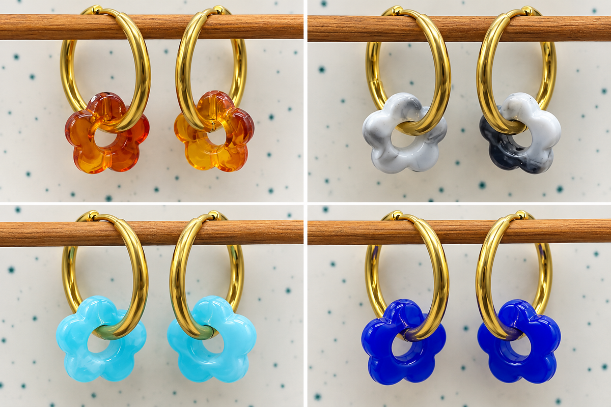 Boucles d'oreilles Créoles flowers fantaisy