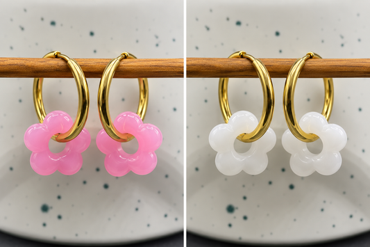 Boucles d'oreilles Créoles flowers fantaisy pastel