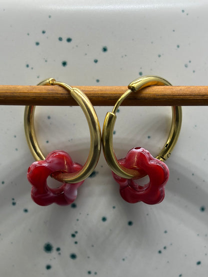 Boucles d'oreilles Créoles flowers fantaisy