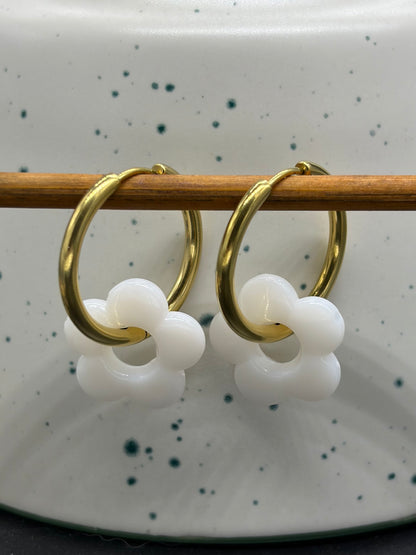 Boucles d'oreilles Créoles flowers fantaisy pastel