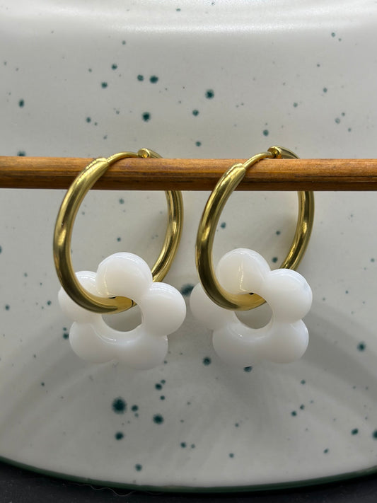Boucles d'oreilles Créoles flowers fantaisy pastel