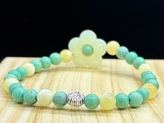 Bracelet Chrysoprase et Calcite jaune Créoles flowers fantaisy