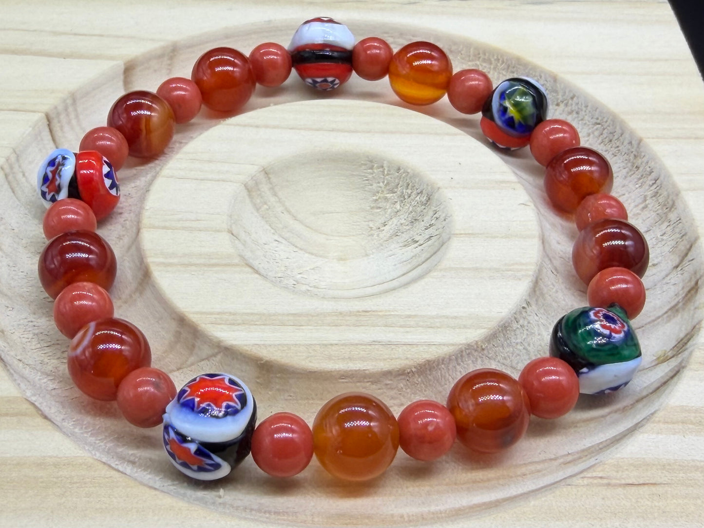 Bracelet bohème Cornaline et Corail