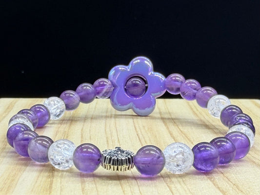Bracelet Améthyste et Cristal de roche Créoles flowers fantaisy