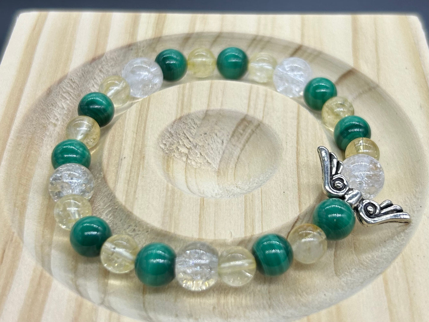 Bracelet ange Citrine/Malachite/Cristal de roche