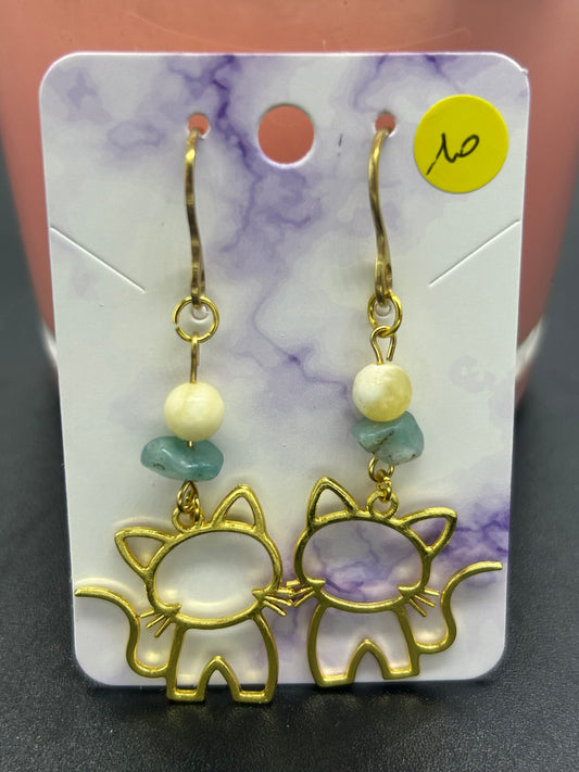 Boucles d’oreilles chatounes Calcite/Aventurine