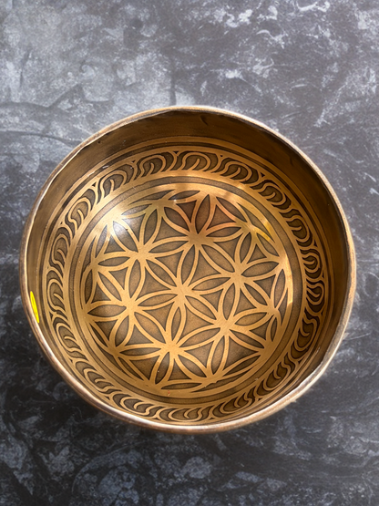 Bol tibétain gravé fleur de vie de 10,5cm