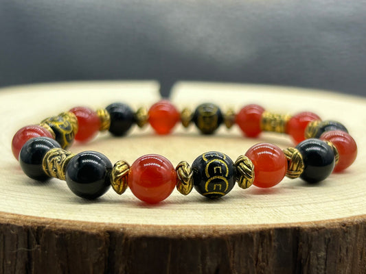 Bracelet Kitsune Obsidienne/Cornaline